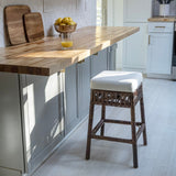 Maui Bohemian Basics Rattan Backless Bar Stool, by JONATHAN Y