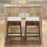Maui Bohemian Basics Rattan Backless Bar Stool, by JONATHAN Y
