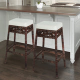 Maui Bohemian Basics Rattan Backless Bar Stool, by JONATHAN Y