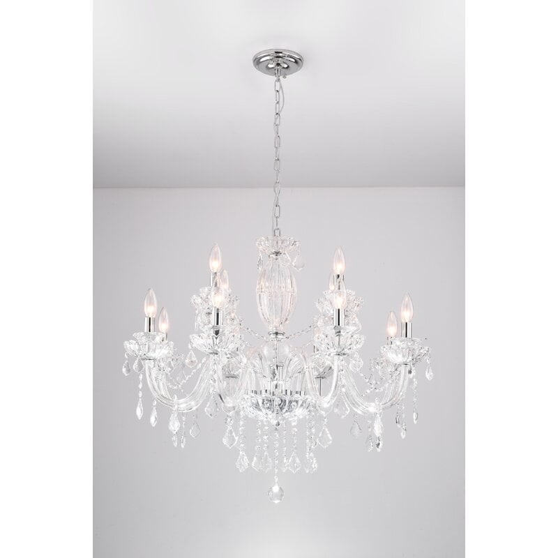 Maxax 12 - Light Candle Style Traditional Chandelier with Crystal Accents - MX17020-12-P