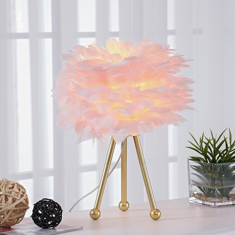 14.5" Tripod Feather Table Lamp