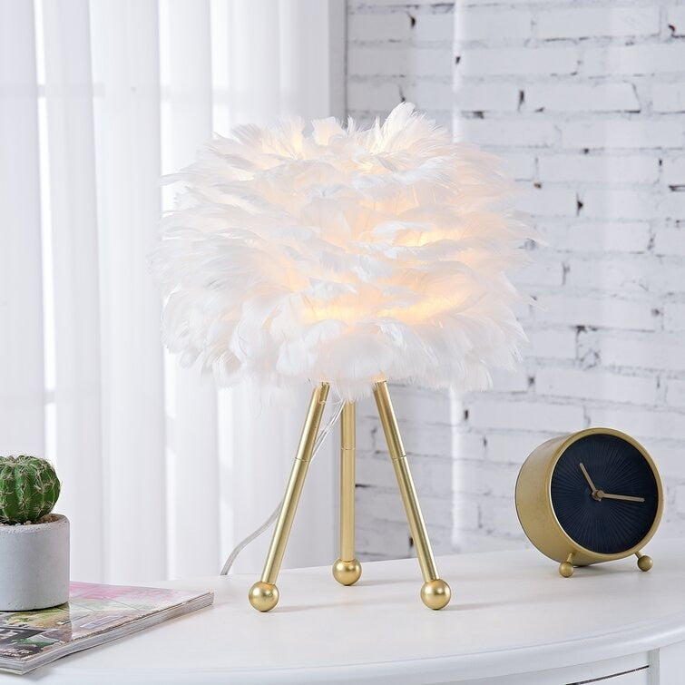 14.5" Tripod Feather Table Lamp