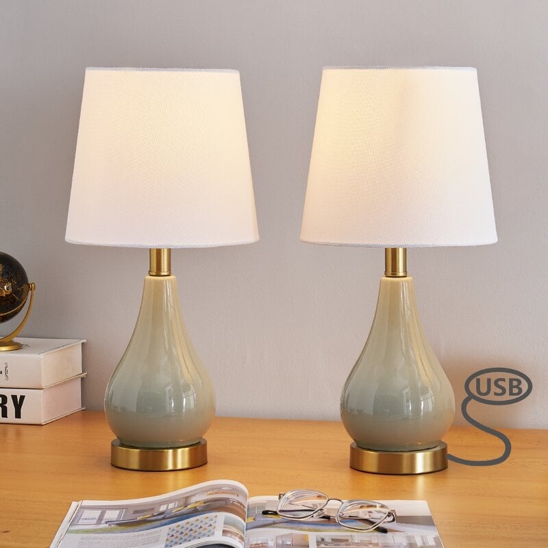 17.5" Table Lamp Set with USB (Set of 2)