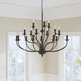 Maxax 18 - Light Candle Style Traditional Chandelier with Wrought Iron Accents