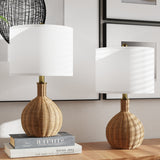 22'' Brown Rattan Bedside Table Lamps