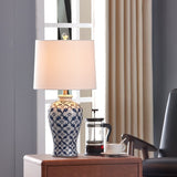 25" White/Blue Ceramic Table Lamp