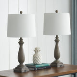 26.5'' Gray Table Lamp Set with USB