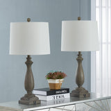 26.5'' Gray Table Lamp Set with USB
