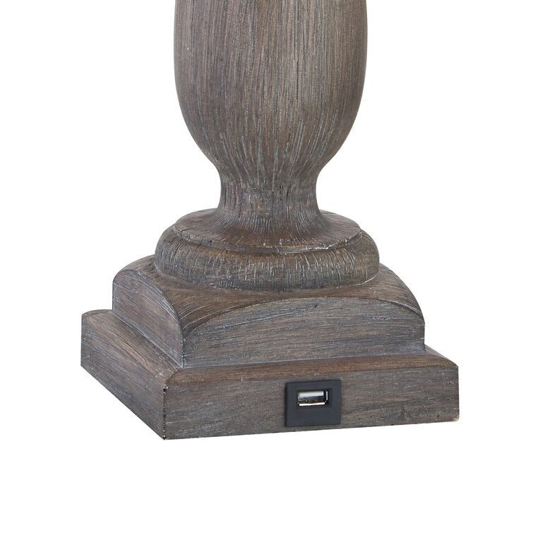 26.5'' Gray Table Lamp Set with USB