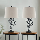 26" Black Bedside Table Lamp Set (Set of 2)