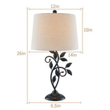 26" Black Bedside Table Lamp Set (Set of 2)