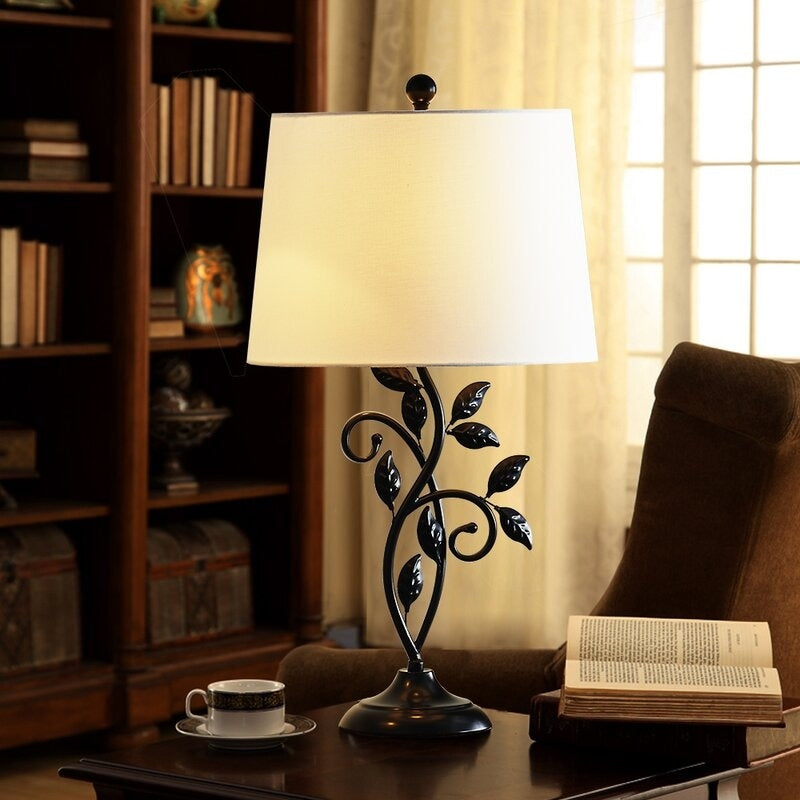 26" Black Bedside Table Lamp Set (Set of 2)