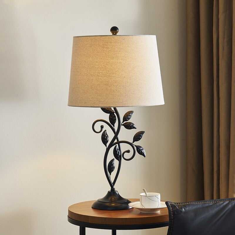 26" Black Bedside Table Lamp Set (Set of 2)