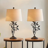 26" Black Bedside Table Lamp Set (Set of 2)