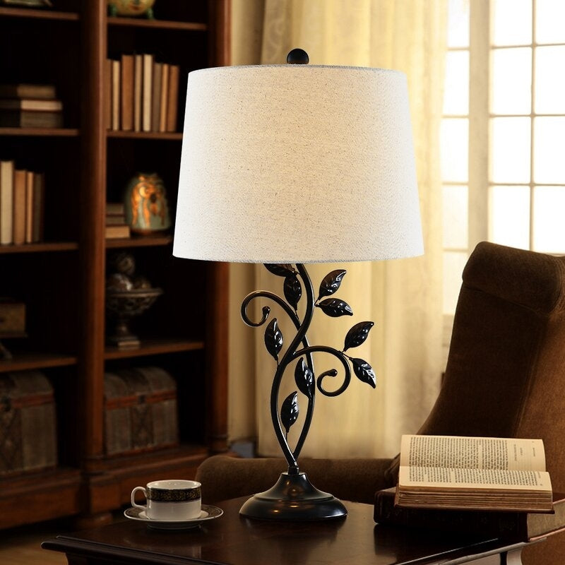 26" Black Bedside Table Lamp Set (Set of 2)