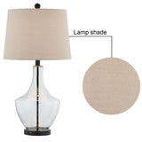26" Clear Glass Bedside Lamp with USB