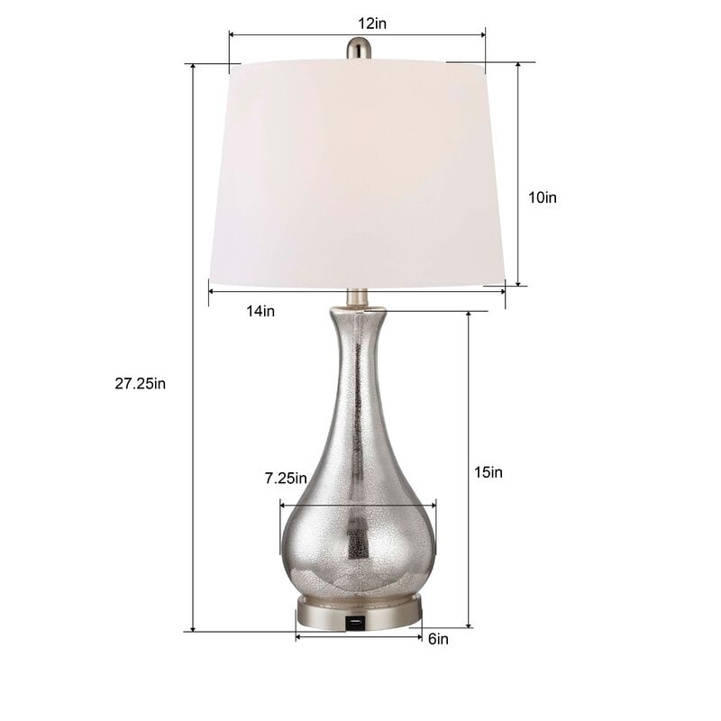 27.25" Table Lamp Set with USB (Set of 2)