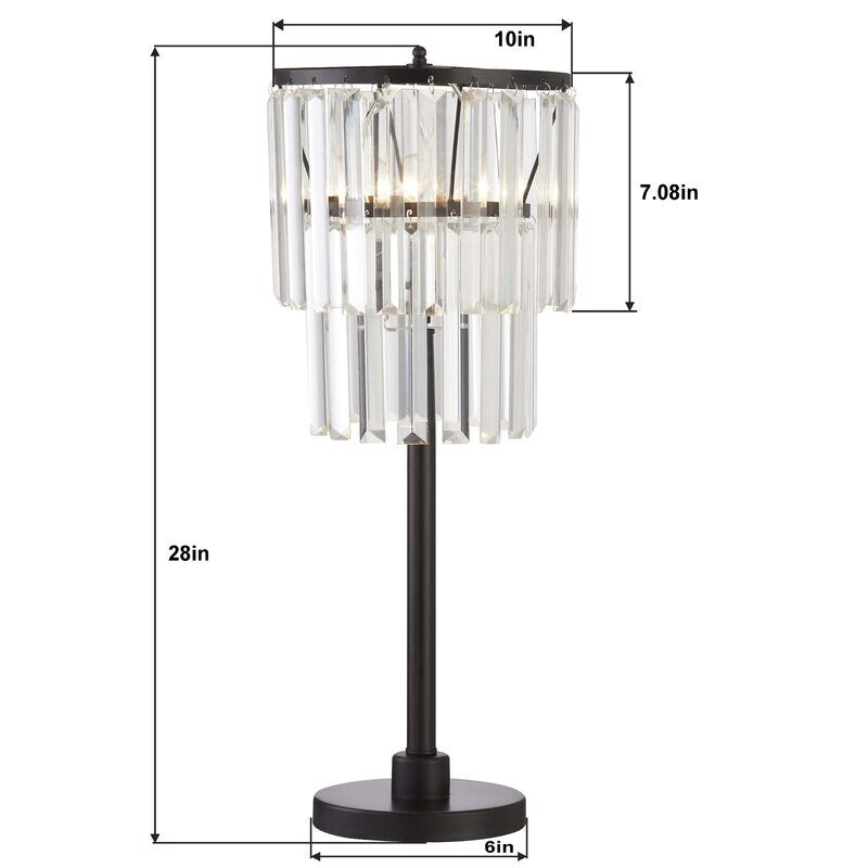 28" Crystal Black Table Lamp Set (Set of 2)