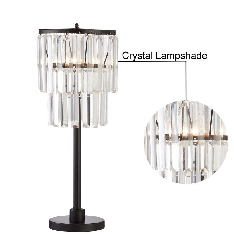28" Crystal Black Table Lamp Set (Set of 2)