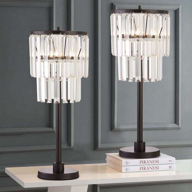 28" Crystal Black Table Lamp Set (Set of 2)