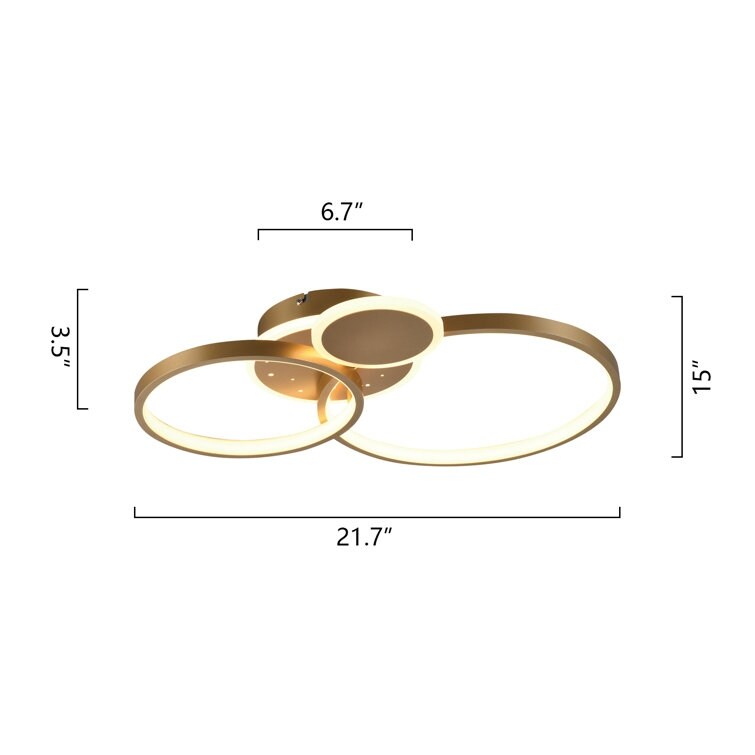 Maxax 3-Light 21.7" Simple Circle LED Semi Flush Mount - N/A