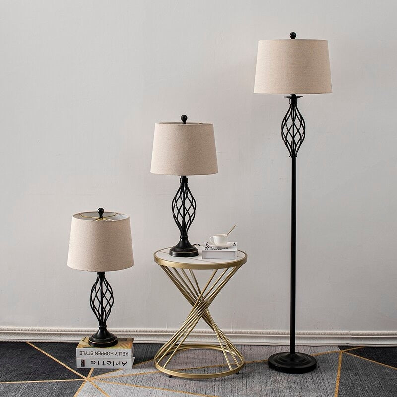 3 Piece Table And Floor Lamp Set