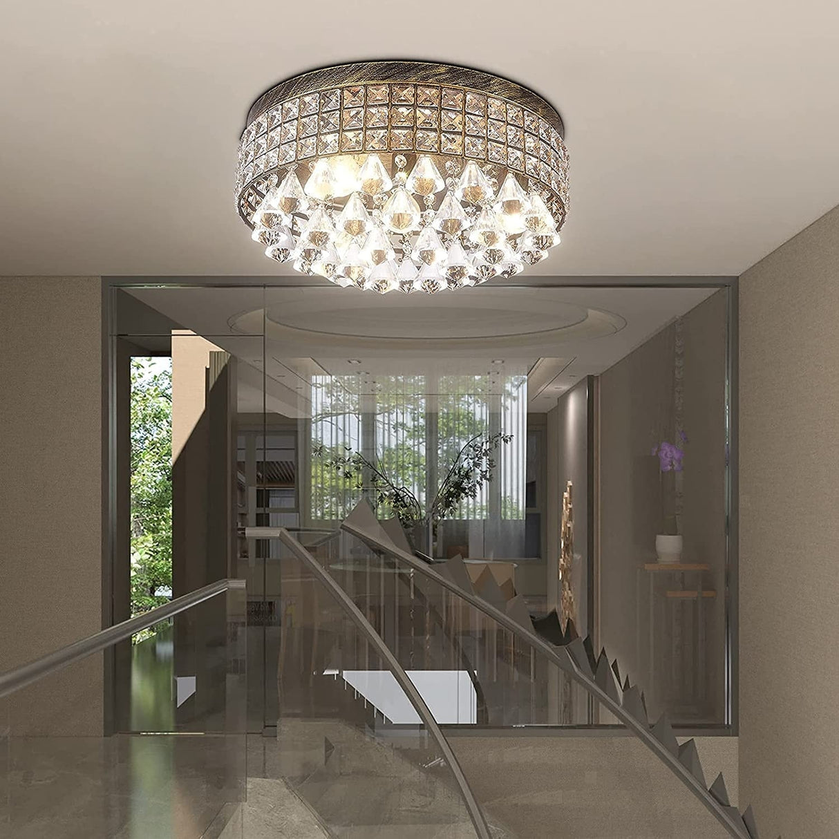 Maxax 4 - Light 15'' Crystal Metal Flush Mount - N/A