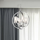 Maxax 4 - Light Shaded Globe Chandelier with Wrought Iron Accents