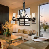 Maxax 5 - Light Candle Style Wagon Wheel Chandelier with Wrought Iron Accents - MX19025-5-P