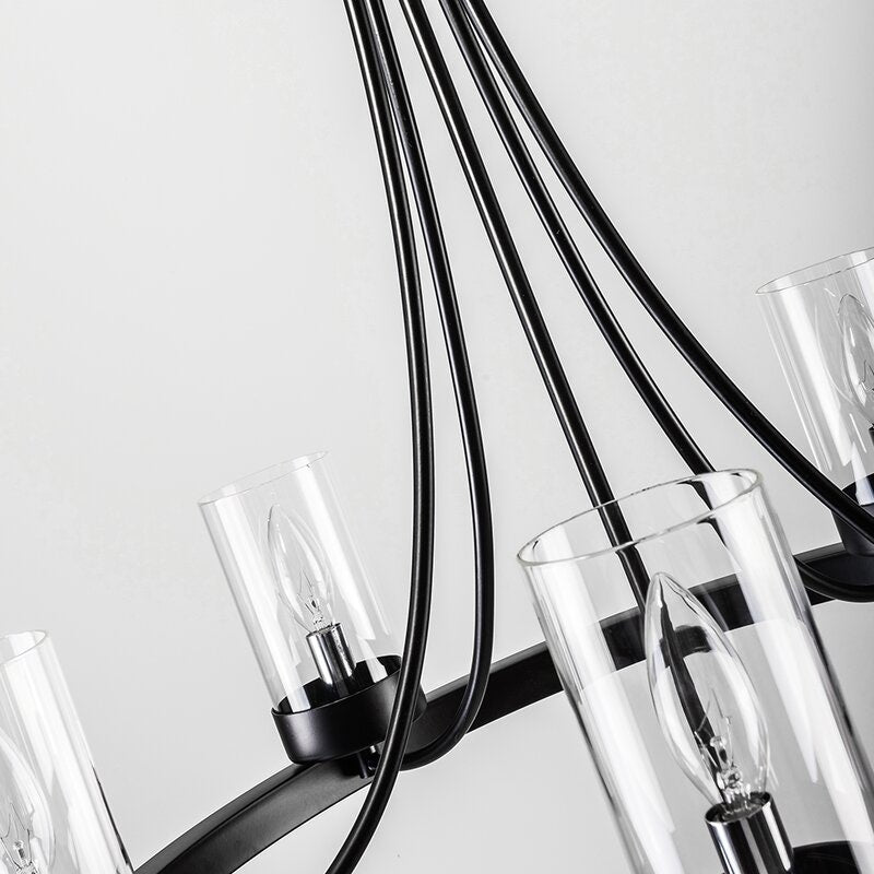 Maxax 5 - Light Candle Style Wagon Wheel Chandelier with Wrought Iron Accents - MX19025-5-P