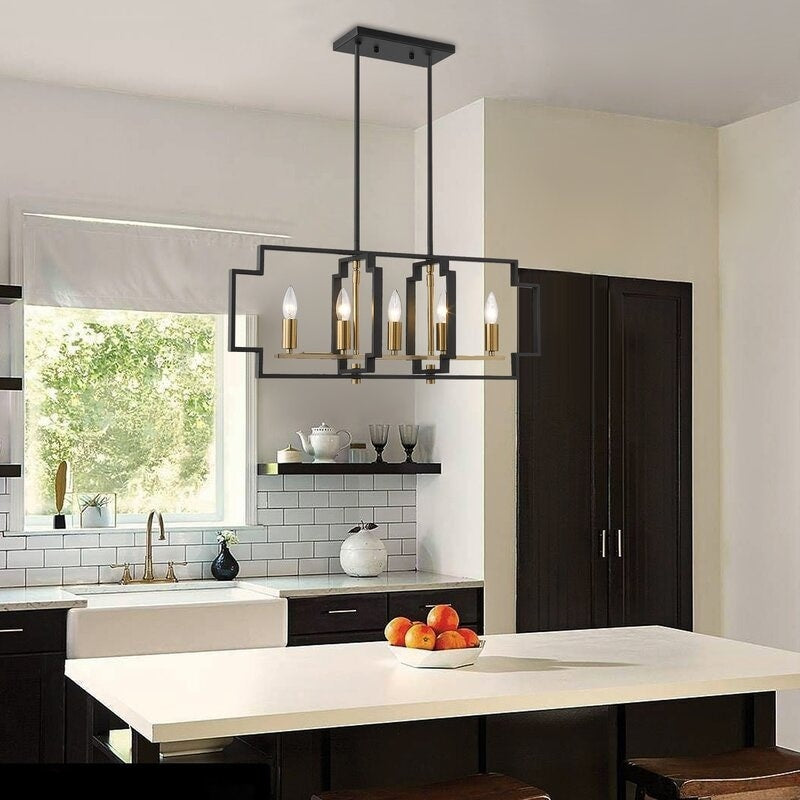 Maxax 5 - Light Kitchen Island Chandelier with Wrought Iron Accents