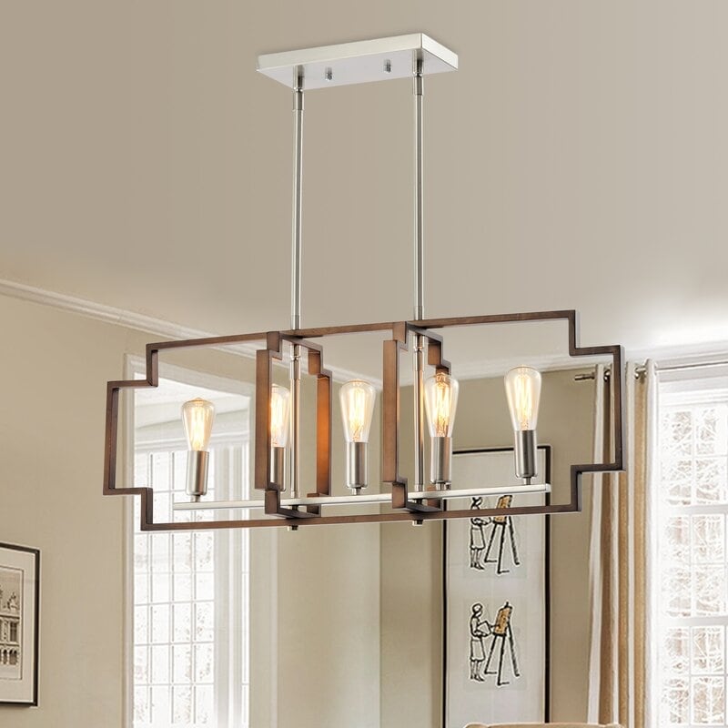Maxax 5 - Light Kitchen Island Chandelier with Wrought Iron Accents