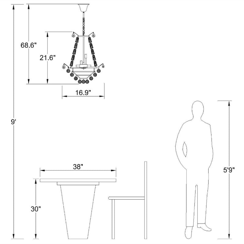 Maxax 6 - Light Unique / Statement Empire Chandelier with Crystal Accents