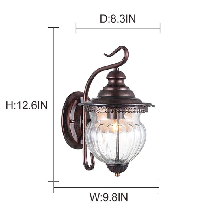 Maxax Ancient Red 12.6'' H Hammered Glass Outdoor Wall Lantern (Set of 2) - 12.6*9.84*8.27