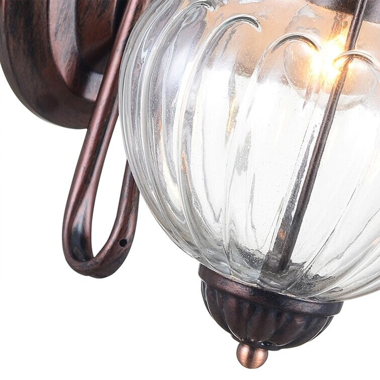 Maxax Ancient Red 12.6'' H Hammered Glass Outdoor Wall Lantern (Set of 2) - 12.6*9.84*8.27