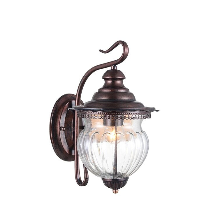 Maxax Ancient Red 12.6'' H Hammered Glass Outdoor Wall Lantern (Set of 2) - 12.6*9.84*8.27