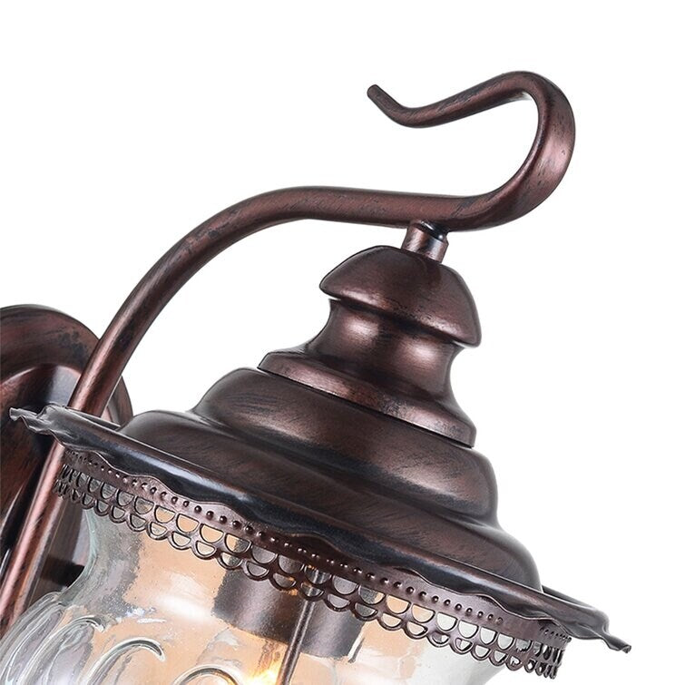 Maxax Ancient Red 12.6'' H Hammered Glass Outdoor Wall Lantern (Set of 2) - 12.6*9.84*8.27