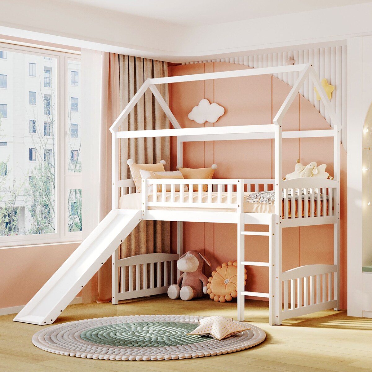 Maximized Space Saving Twin Elegant Unique Design Loft Bed House Bed Overstock