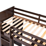 Maximized space Kids Furniture Twin size Loft Bed with a Stand-alone bed Shelves Desk and Wardrobe, Espresso