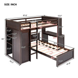 Maximized space Kids Furniture Twin size Loft Bed with a Stand-alone bed Shelves Desk and Wardrobe, Espresso