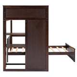 Maximized space Kids Furniture Twin size Loft Bed with a Stand-alone bed Shelves Desk and Wardrobe, Espresso