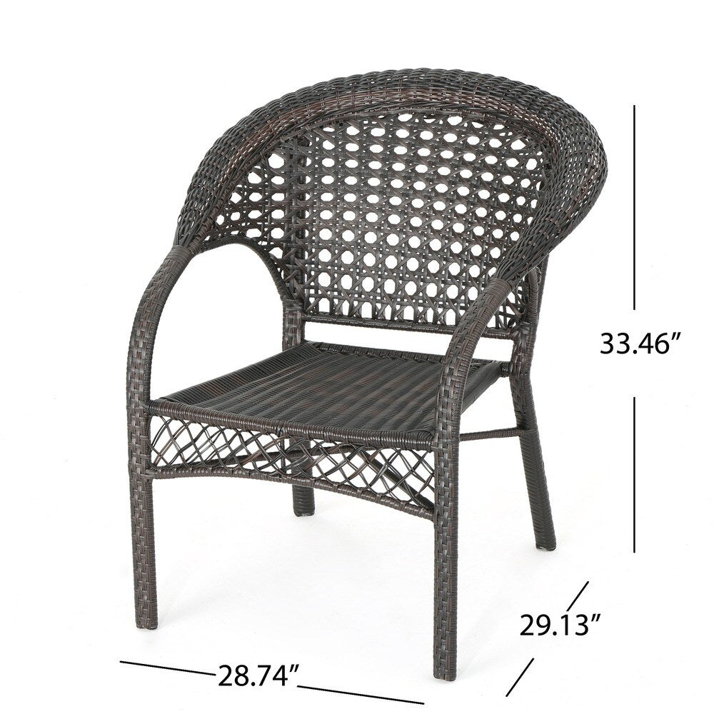 Maxine Outdoor 5-Piece Round Foldable Wicker Dining Set with Umbrella Hole by Christopher Knight Home