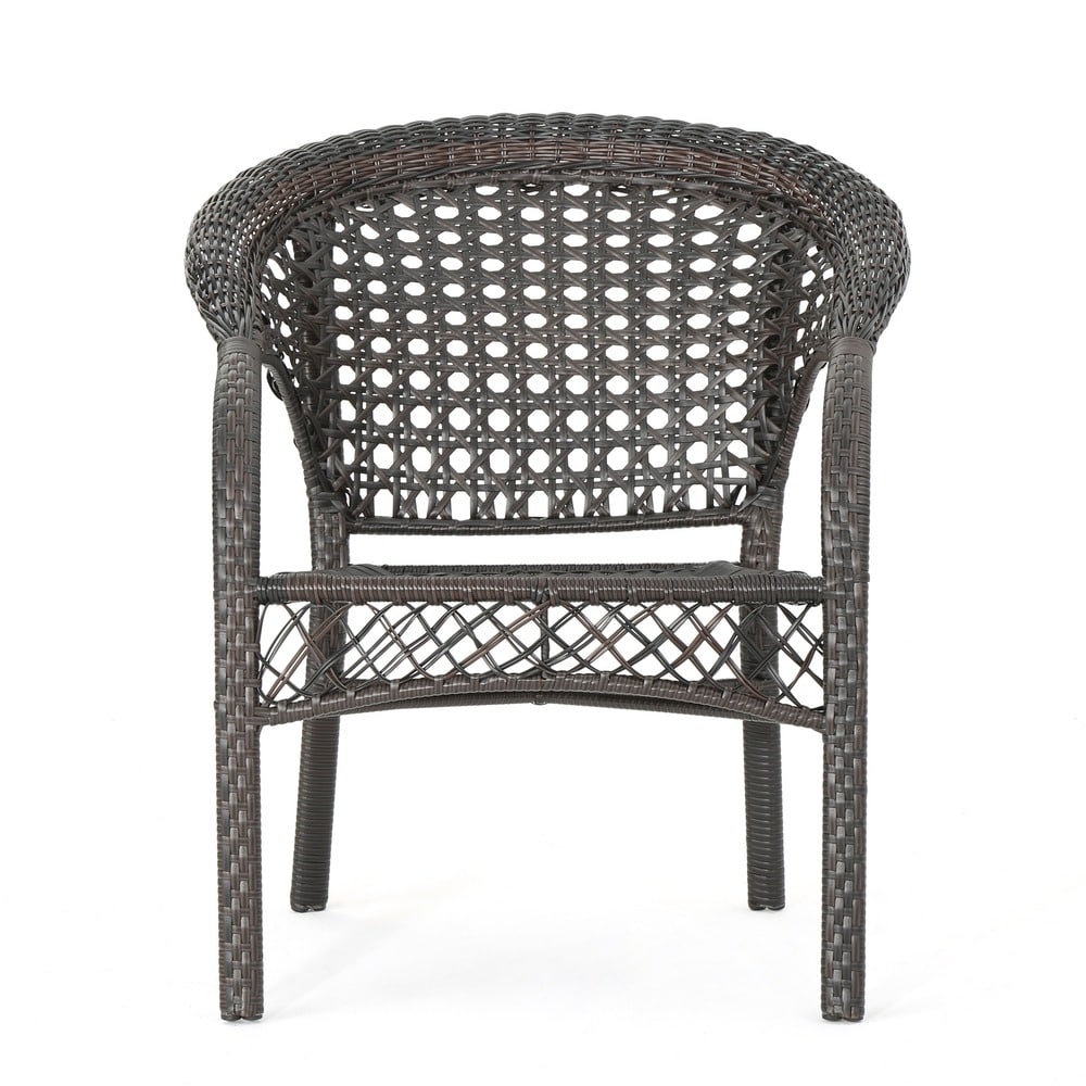 Maxine Outdoor 5-Piece Round Foldable Wicker Dining Set with Umbrella Hole by Christopher Knight Home