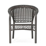 Maxine Outdoor 5-Piece Round Foldable Wicker Dining Set with Umbrella Hole by Christopher Knight Home
