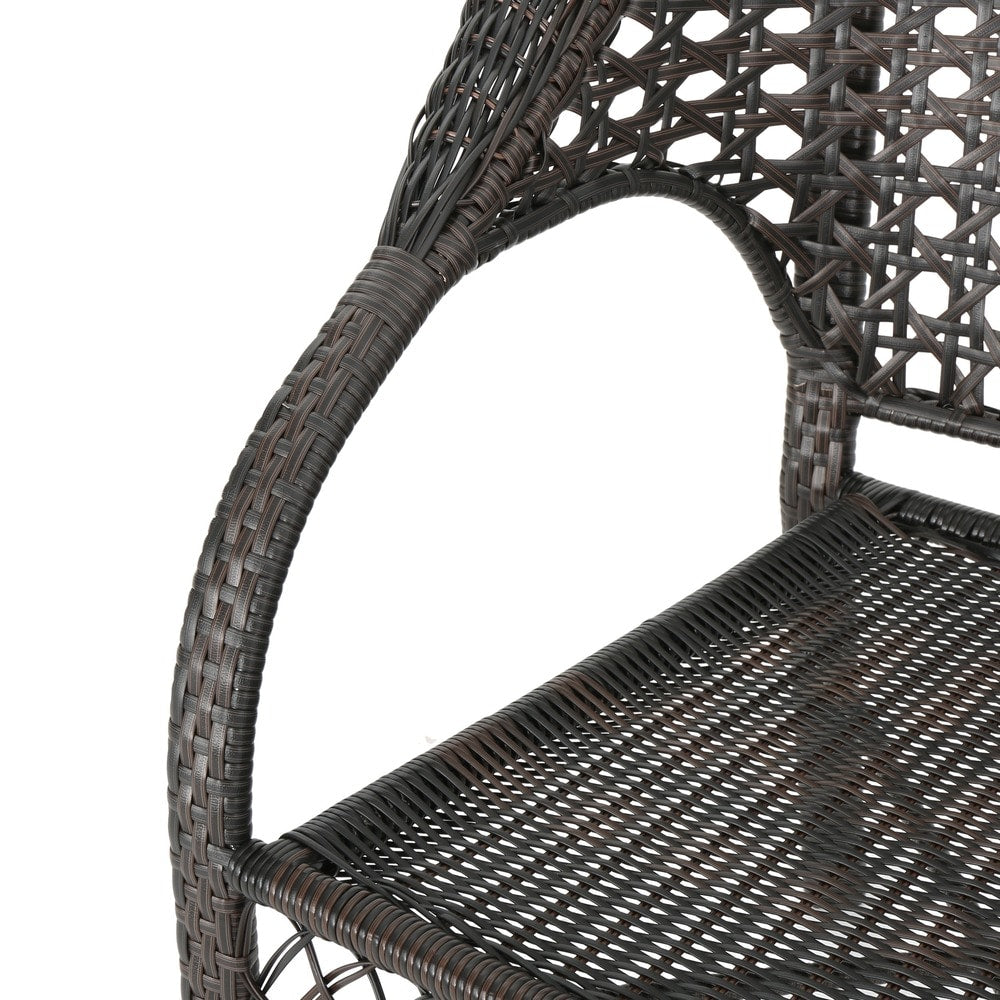Maxine Outdoor 5-Piece Round Foldable Wicker Dining Set with Umbrella Hole by Christopher Knight Home