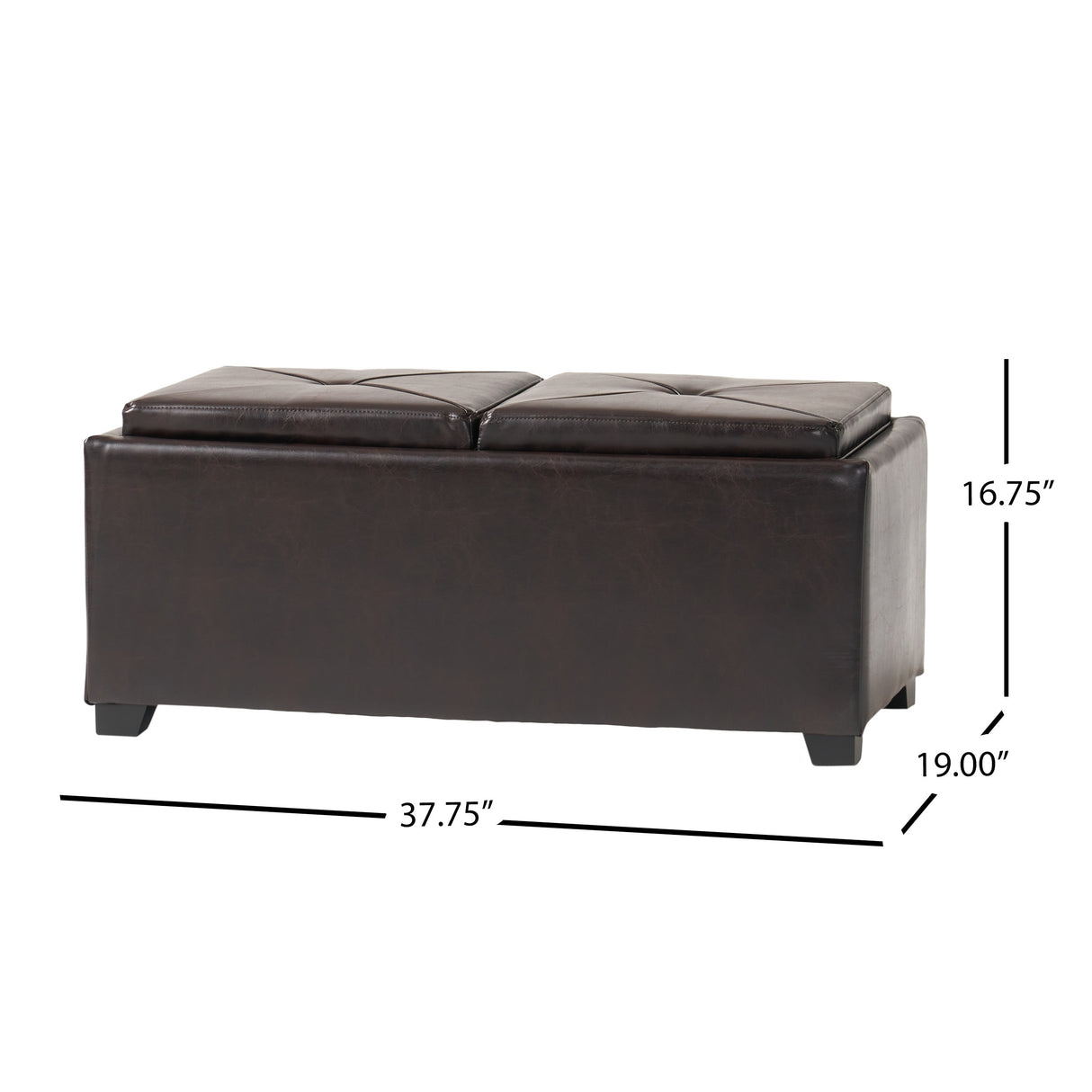 Maxwell Bonded Leather Tray Ottoman by Christopher Knight Home