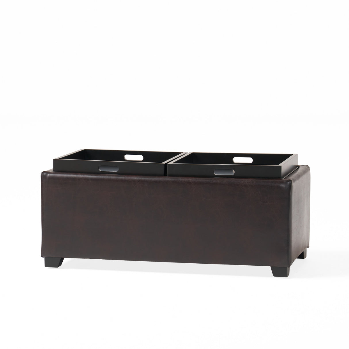 Maxwell Bonded Leather Tray Ottoman by Christopher Knight Home