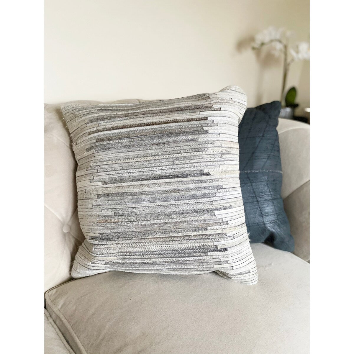 Maxwell Throw Pillow Ivory/Grey