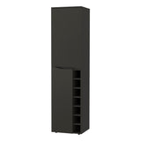 FM Furniture Maya Tall Bar Cabinet with 7 Wine Cubbies, Extendable Shelf, Double Door Cabinet, Glass Rack, and 3 Inner Shelves