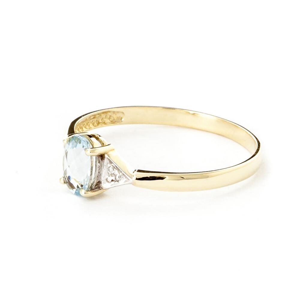 0.46 Carat 14k Solid Gold Aquamarine Gemstone Ring w/ Diamond Accents
